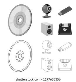 Isolated object of laptop and device icon. Set of laptop and server stock vector illustration.