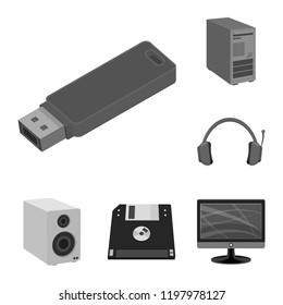 Isolated object of laptop and device icon. Set of laptop and server vector icon for stock.