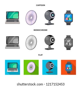 Isolated object of laptop and device icon. Set of laptop and server vector icon for stock.