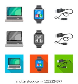 Isolated object of laptop and device icon. Set of laptop and server stock vector illustration.