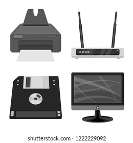 Isolated object of laptop and device icon. Set of laptop and server vector icon for stock.