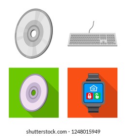 Isolated object of laptop and device icon. Collection of laptop and server stock vector illustration.