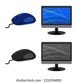 Isolated object of laptop and device icon. Collection of laptop and server vector icon for stock.