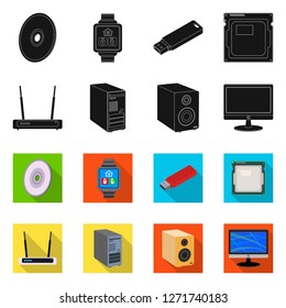 Isolated object of laptop and device icon. Collection of laptop and server vector icon for stock.