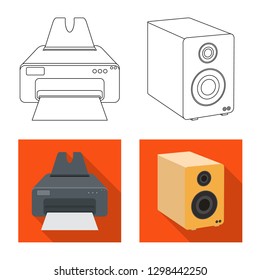 Isolated object of laptop and device icon. Set of laptop and server stock vector illustration.