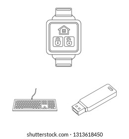 Isolated object of laptop and device icon. Collection of laptop and server stock vector illustration.