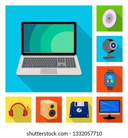 Isolated object of laptop and device icon. Collection of laptop and server vector icon for stock.
