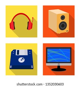 Isolated object of laptop and device icon. Set of laptop and server stock vector illustration.