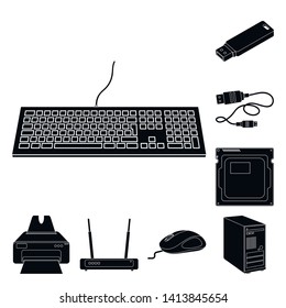 Isolated object of laptop and device icon. Set of laptop and server stock vector illustration.