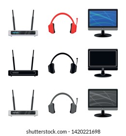 Isolated object of laptop and device icon. Collection of laptop and server stock symbol for web.