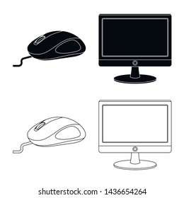 Isolated object of laptop and device icon. Set of laptop and server vector icon for stock.
