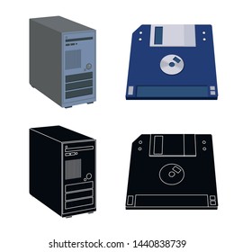 Isolated object of laptop and device icon. Set of laptop and server vector icon for stock.