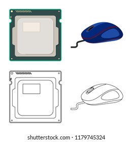Isolated object of laptop and device logo. Collection of laptop and server stock symbol for web.