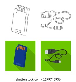 Isolated object of laptop and device logo. Collection of laptop and server vector icon for stock.