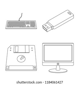 Isolated object of laptop and device logo. Set of laptop and server vector icon for stock.