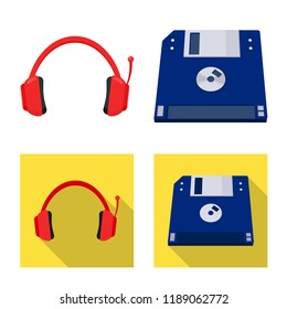 Isolated object of laptop and device logo. Set of laptop and server vector icon for stock.