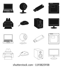Isolated object of laptop and device logo. Set of laptop and server stock symbol for web.