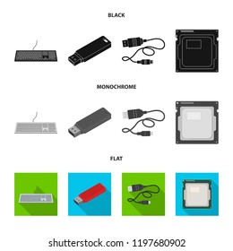 Isolated object of laptop and device logo. Collection of laptop and server vector icon for stock.
