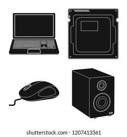 Isolated object of laptop and device logo. Collection of laptop and server vector icon for stock.