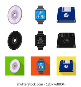 Isolated object of laptop and device logo. Set of laptop and server stock symbol for web.