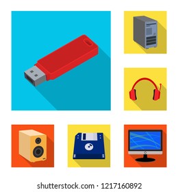Isolated object of laptop and device logo. Collection of laptop and server vector icon for stock.