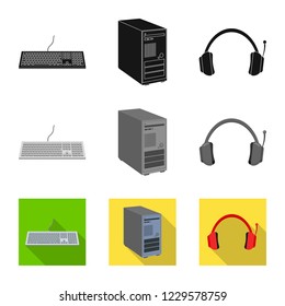 Isolated object of laptop and device logo. Collection of laptop and server stock vector illustration.
