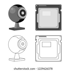 Isolated object of laptop and device logo. Collection of laptop and server vector icon for stock.