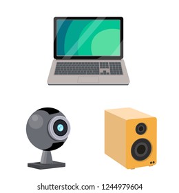 Isolated object of laptop and device logo. Collection of laptop and server stock symbol for web.