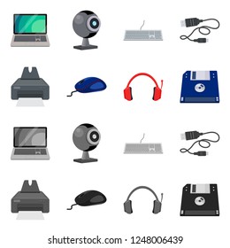 Isolated object of laptop and device logo. Set of laptop and server vector icon for stock.