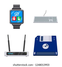 Isolated object of laptop and device logo. Collection of laptop and server vector icon for stock.