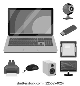Isolated object of laptop and device logo. Set of laptop and server vector icon for stock.