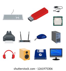 Isolated object of laptop and device logo. Set of laptop and server vector icon for stock.