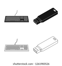 Isolated object of laptop and device logo. Collection of laptop and server vector icon for stock.