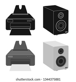 Isolated object of laptop and device logo. Collection of laptop and server vector icon for stock.
