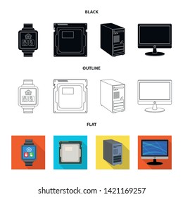 Isolated object of laptop and device logo. Collection of laptop and server vector icon for stock.