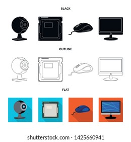 Isolated object of laptop and device logo. Set of laptop and server stock symbol for web.