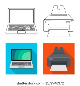 Isolated object of laptop and device sign. Collection of laptop and server stock symbol for web.