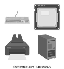 Isolated object of laptop and device sign. Collection of laptop and server vector icon for stock.