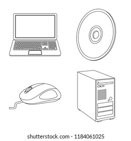 Isolated object of laptop and device sign. Collection of laptop and server stock vector illustration.