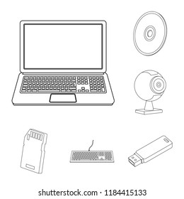 Isolated object of laptop and device sign. Collection of laptop and server stock vector illustration.