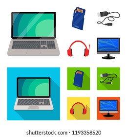 Isolated object of laptop and device sign. Set of laptop and server stock vector illustration.