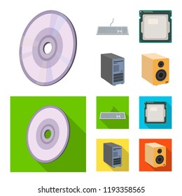 Isolated object of laptop and device sign. Collection of laptop and server stock vector illustration.