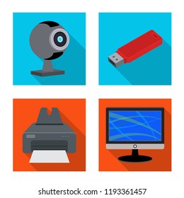 Isolated object of laptop and device sign. Set of laptop and server vector icon for stock.