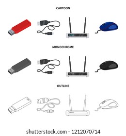 Isolated object of laptop and device sign. Set of laptop and server stock symbol for web.