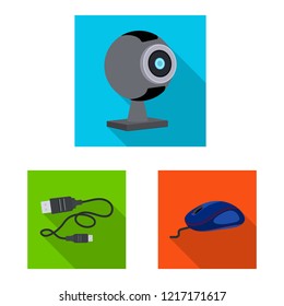 Isolated object of laptop and device sign. Collection of laptop and server stock vector illustration.
