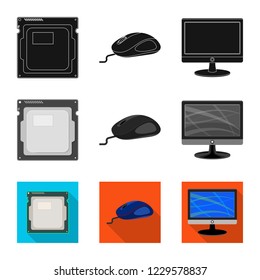 Isolated object of laptop and device sign. Collection of laptop and server vector icon for stock.