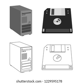 Isolated object of laptop and device sign. Collection of laptop and server stock symbol for web.