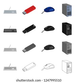 Isolated object of laptop and device sign. Set of laptop and server vector icon for stock.
