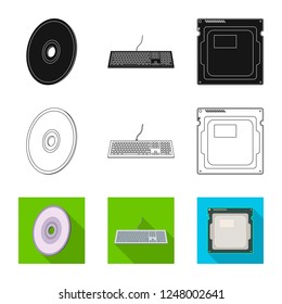 Isolated object of laptop and device sign. Set of laptop and server vector icon for stock.