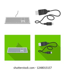 Isolated object of laptop and device sign. Set of laptop and server stock vector illustration.